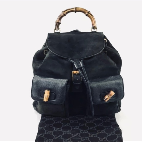 Gucci Handbags - Gucci GG Bamboo Suede Backpack